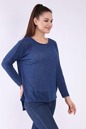 neslice Kadın Uzun Kol T-shirt S/M-LACİVERT