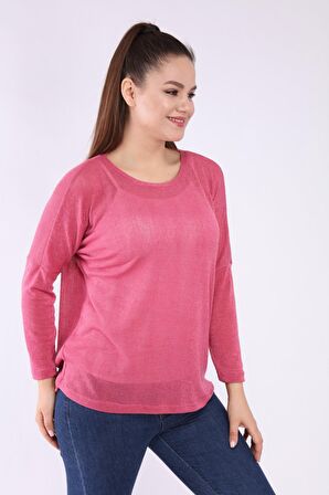 neslice Kadın Uzun Kol T-shirt L/XL-PEMBE