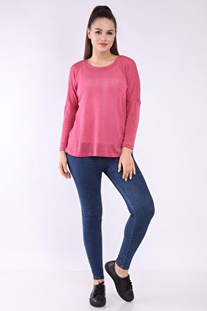 neslice Kadın Uzun Kol T-shirt S/M-PEMBE
