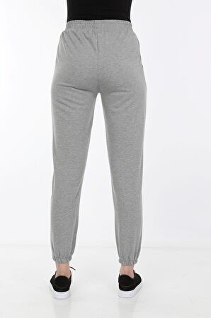 neslice Kadın Paçası Lastikli Eşofman Altı L-GRİ