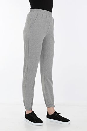 neslice Kadın Paçası Lastikli Eşofman Altı M-GRİ