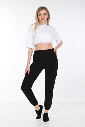 neslice Kadın 4 Cepli Eşofman Altı M-SİYAH