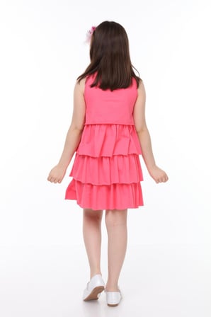 neslice Kız Çocuk 3 Katlı Elbise PEMBE-7-8 Yaş