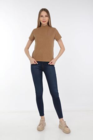 neslice Kadın Yarım Balıkçı T-Shirt S-HARDAL