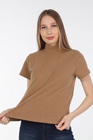 neslice Kadın Yarım Balıkçı T-Shirt XS-HARDAL