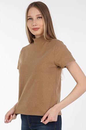 neslice Kadın Yarım Balıkçı T-Shirt XS-HARDAL