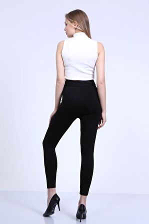 neslice Kadın Fermuarlı Pantolon S-SİYAH