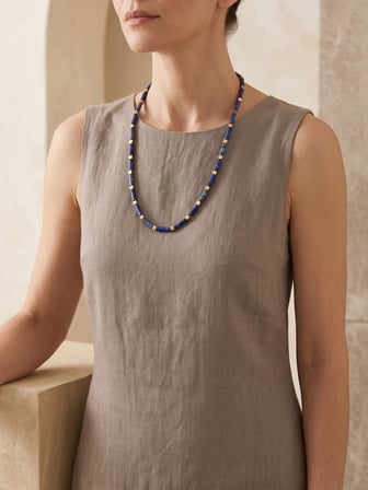Lapis Lazuli ve Hematit Taş Boncuk Kolye
