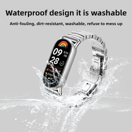 Rongep [Irregular Steell] Xiaomi Mi Band 10/9/8 ile Uyumlu Çelik Kordon [Kısaltma Aparatlı] Paslanmaya Dayanıklı Smart Band 10 Kordonu Katlanır Kelebek Toka Mekanizmalı Mi Band 10 Kordon