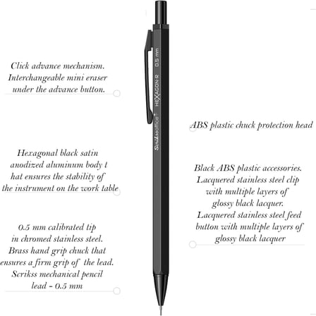 Scrikss Office Hexagonr Mekanik Kurşun Kalem Siyah 0.5 Mm