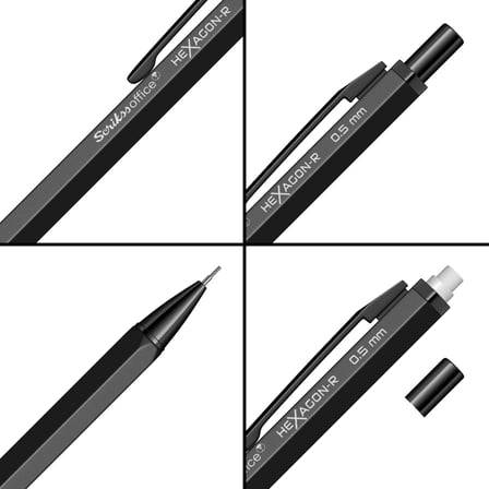Scrikss Office Hexagonr Mekanik Kurşun Kalem Siyah 0.5 Mm