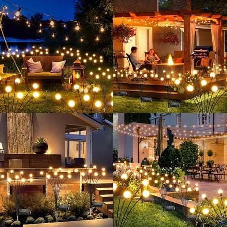 Güneş Enerjili Ateş Böceği Bahçe Aydınlatması, IP65 Su Geçirmez Dış Mekan Dekoratif Solar Lamba, 2 Modlu (Sabit/Yanıp Sönen), Otomatik Sensörlü Çim, Veranda ve Peyzaj Işığı