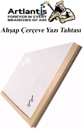 Duvara Monte Beyaz Yazı Tahtası 45x60 cm 1 Adet Laminant Yazı Tahtası Ahşap Çerçeveli Askılı Okul Ofis Büro