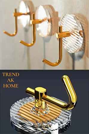 Mutfak Banyo Düzenleyici Gold Detay Yapışkanlı Kristal Askı 3 Adet