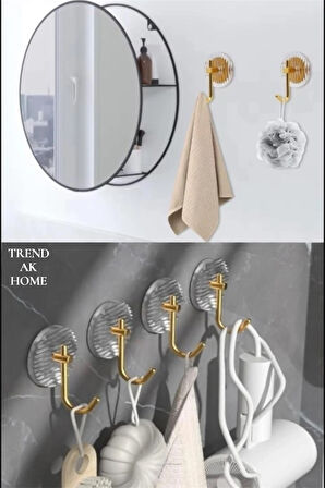Mutfak Banyo Düzenleyici Gold Detay Yapışkanlı Kristal Askı 3 Adet