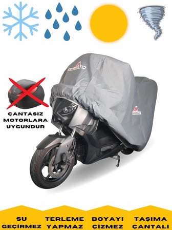 Rks Dee 1500 Elektrikli Arka Çantasız Motor Brandası Su Geçirmez Motosiklet Örtüsü