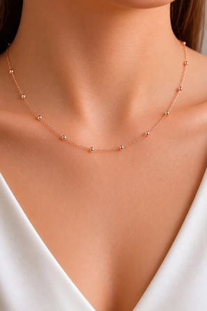 925 Ayar Gümüş Toplu Rose Zincir Kolye - N116801
