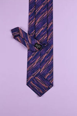 Çizgili Mor Kravat & Mendil