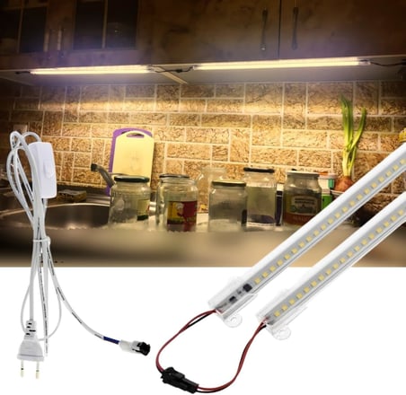 1 Metre Şeffaf Led Şerit 220V Aydınlatma, Fişli ve Butonlu, Eklenebilir, Çubuk Bar Led, Mutfak Tezgah Led Işık, Dolap ve Masa Ledleri, TV Arkası Led, Yüksek Lümen, 2/3/4/5/6 Adet Set (2, Gün Işığı)