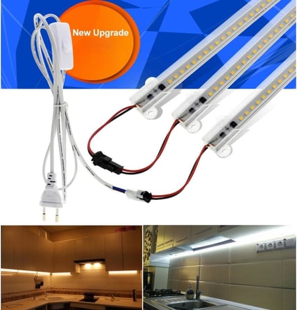 1 Metre Şeffaf Led Şerit 220V Aydınlatma, Fişli ve Butonlu, Eklenebilir, Çubuk Bar Led, Mutfak Tezgah Led Işık, Dolap ve Masa Ledleri, TV Arkası Led, Yüksek Lümen, 2/3/4/5/6 Adet Set (2, Gün Işığı)