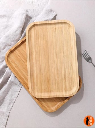 2 Adet Bambu Dikdörtgen Servis Tabağı, Sunum Seti (30x20 cm) Bambu 30 x 20