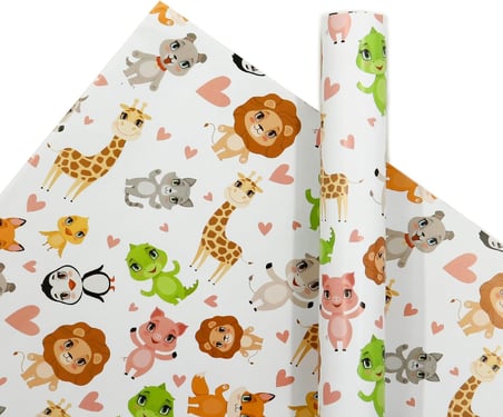 70x100 cm Çocuklara Özel Premium Hediye Paketleme Kağıdı 2'li Set | Eğlenceli Tema, Kalın, Kolay Sarılır, Özel Kutuda Rulo Gönderim | M1
