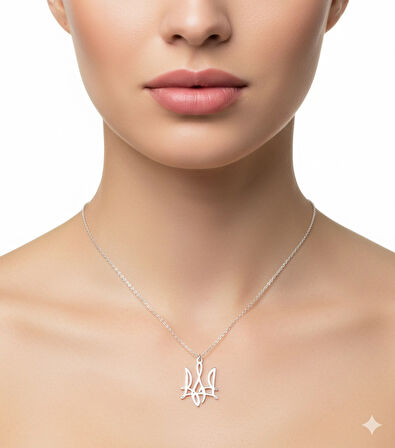 Yeni Ukrayna Ulusal Sembolü Gümüş Kolye - Rose