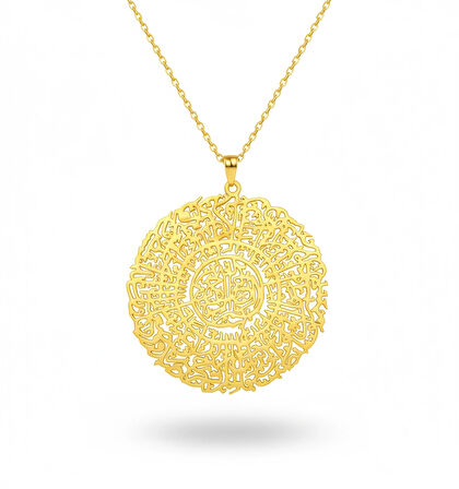 İnşirah Suresi Gümüş Kolye - Altın