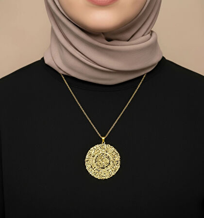 İnşirah Suresi Gümüş Kolye - Altın