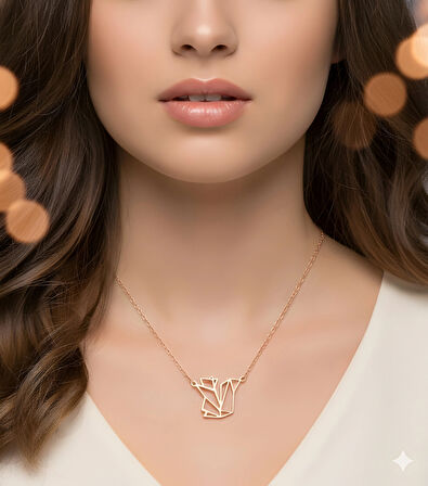 Sincap Origami Gümüş Kolye - Rose