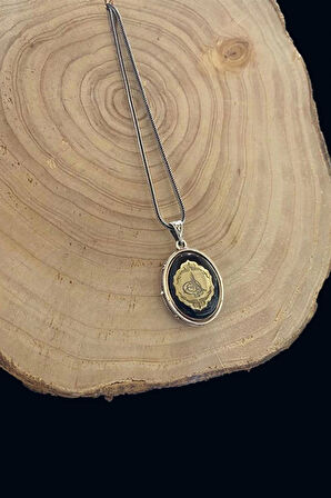 Çift Taraflı Ayyıldız Ve Tuğra Figürlü Gümüş Kehribar Kolye