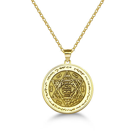 Hz.Süleyman Mührü Gümüş Kolye - Altın