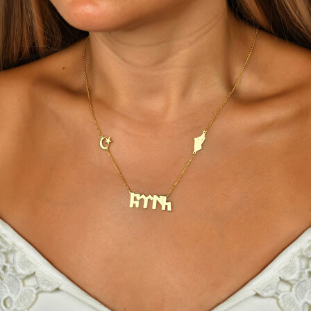 Türk Yazılı Gümüş Kolye - Rose