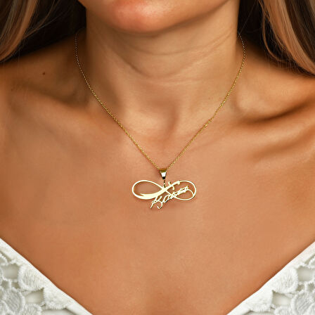 Atatürk İmzalı Zülfikar Sonsuzluk Gümüş Kolye - Altın