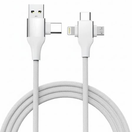 USB Type-C 5'i 1 Arada Çoklu Hızlı Şarj Kablosu, Lightning ile Uyumlu, Micro USB Destekli, Taşınabilir (Beyaz)