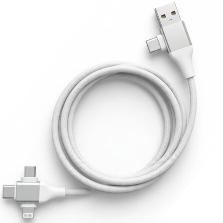 USB Type-C 5'i 1 Arada Çoklu Hızlı Şarj Kablosu, Lightning ile Uyumlu, Micro USB Destekli, Taşınabilir (Beyaz)