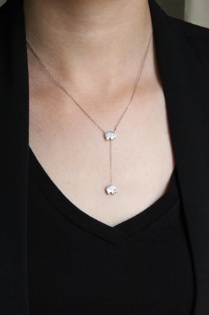 925 Ayar Gümüş Sallantılı Filler Kolye - N125301