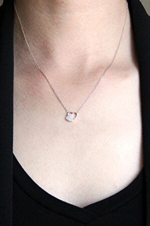 Zirkon Taşlı 925 Ayar Gümüş Kalp Kolye - 23128201
