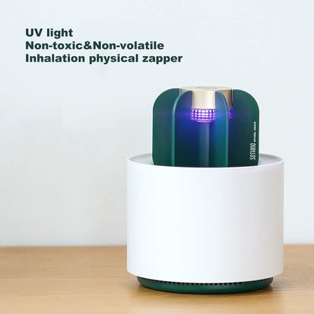 Kaktüs Sivrisinek Kovucu Katil Elektrikli UV Işık USB Şarj Portu Powered Dumansız Kokusuz Böcek Katil Lamba Saksı Şekli Akıllı Ev Kitleri Hareketli Taşınabilir(white&amp;green)-