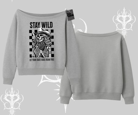Kayık Yaka Sweatshirt Stay Wild Rock Spirit Urban Riot
