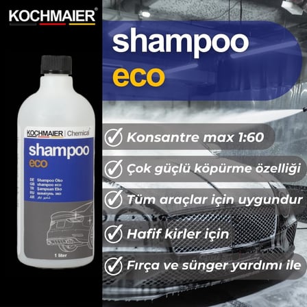 shampoo eco Oto Araç Cilalı Fırçalı Şampuan Temizleyici Kopüklü Snow Foam Yıkama Konsantre 1:60 (1 Litre)