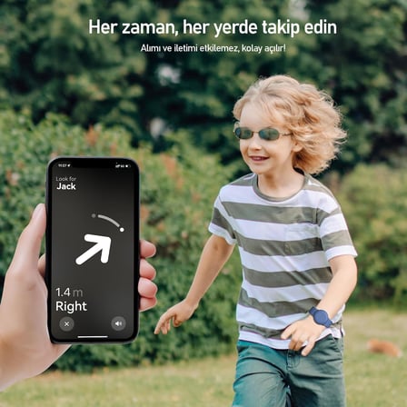Buff TagSafe Çocuk Bileklik Silikon AirTag Uyumlu Kılıf Saat Hafif Su Geçirmez (Mavi)