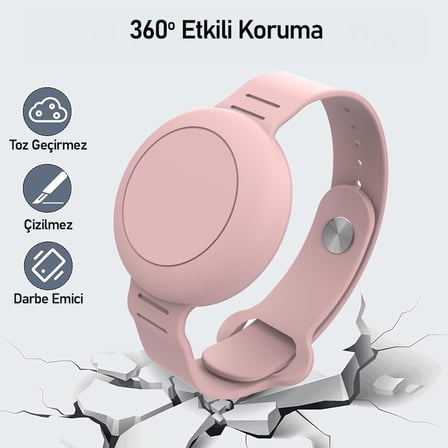 Buff TagSafe Çocuk Bileklik Silikon AirTag Uyumlu Kılıf Saat Hafif Su Geçirmez (Mavi)