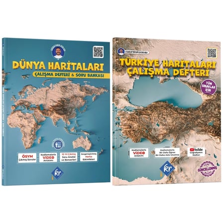 Coğrafyanın Kodları Dünya Haritaları Çalışma Defteri Soru Bankası ve Türkiye Haritaları Çalışma Defteri Seti (Tüm Sınavlar İçin) KR Akademi