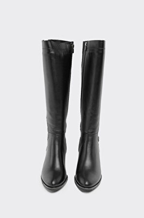 Hakiki Deri Fermuarlı Kadın Çizme