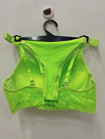 Tılsım Lingerie Serpme Taşlı Neon Yeşili Sütyen Takımı - 106