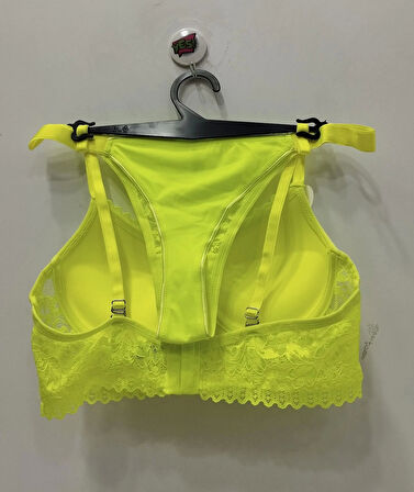 Tılsım Lingerie Serpme Taşlı Neon Sarısı Sütyen Takımı - 106