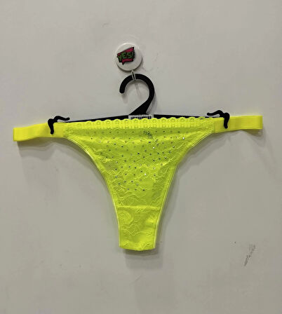 Tılsım Lingerie Serpme Taşlı Neon Sarısı Sütyen Takımı - 106