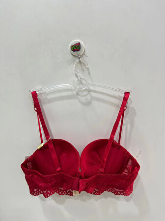 Belvü Straplez Dolgulu Dantel Detaylı Kırmızı Sütyen - 1171