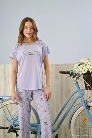 Pijamoni Yuvarlak Yaka Kısa Kol Pijama Takımı - 7310-16